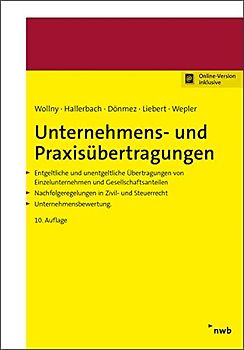 Unternehmens- und Praxisübertragungen: Entgeltliche und unentgeltliche Übertragungen von Einzelunternehmen und Gesellschaftsanteilen. ... und Steuerrecht. Unternehmensbewertung.