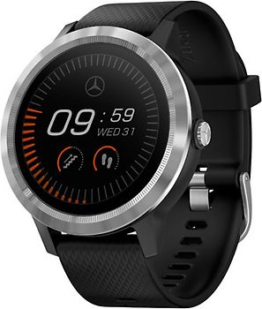 Garmin Vivoactive 3 30,4 mm argent et bracelet en silicone noir [Mercedes Benz Edition]