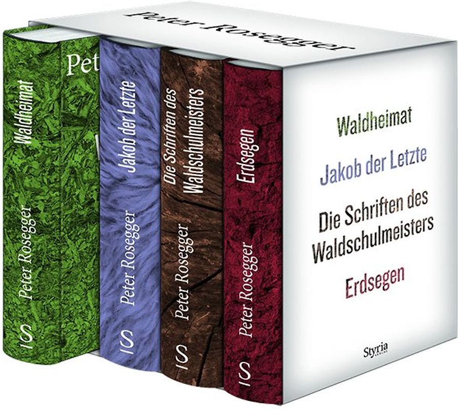 Peter Rosegger. Ausgewählte Werke. Gesamtschuber mit 4 Bänden