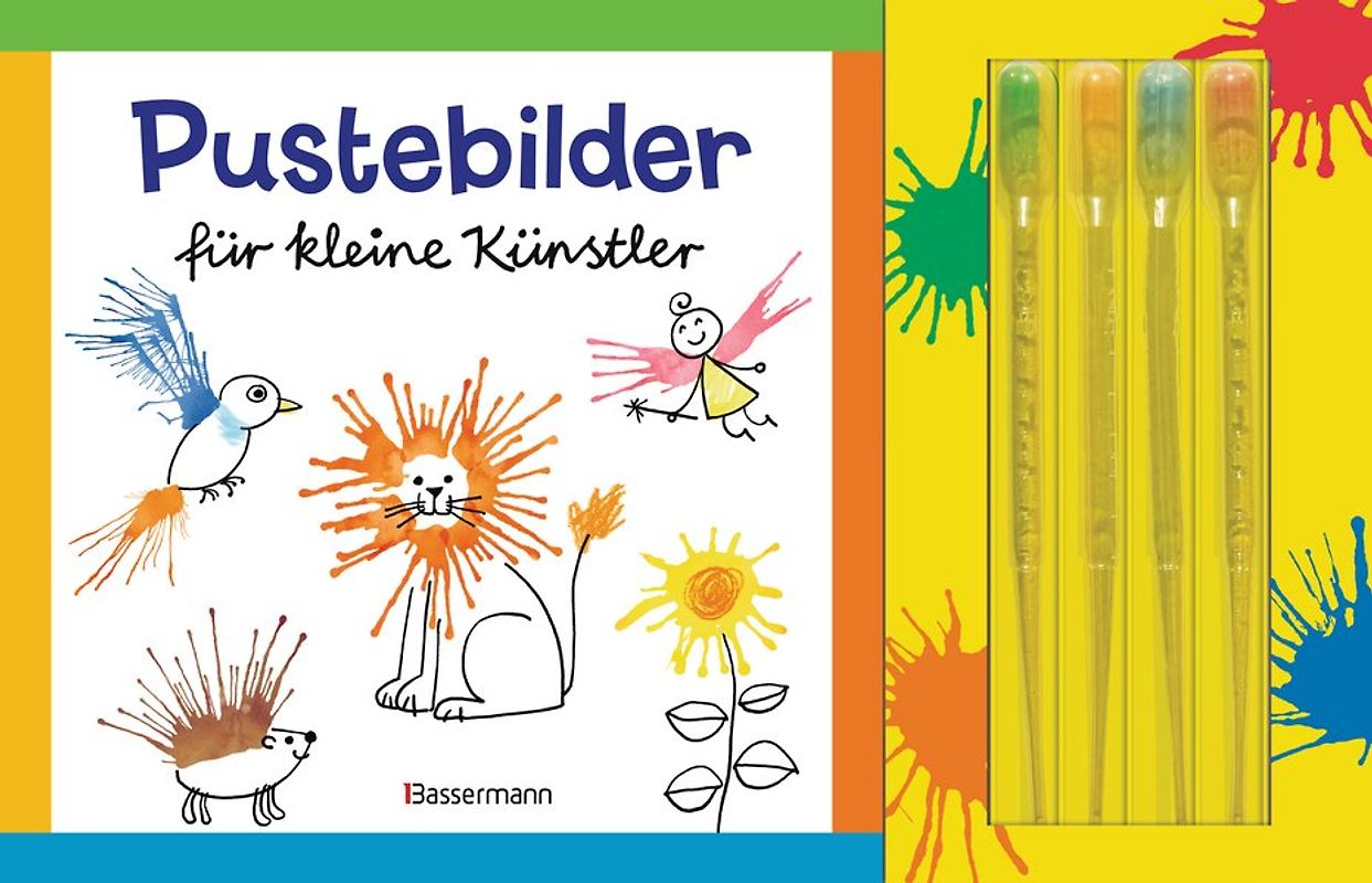 Pustebilder für kleine Künstler-Set. Mit 4 Kleckspipetten