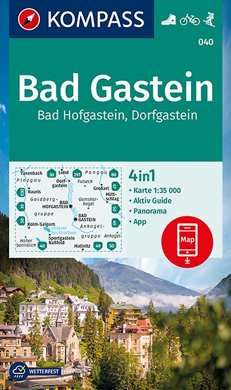 KOMPASS Wanderkarte 040 Bad Gastein, Bad Hofgastein, Dorfgastein 1:35.000