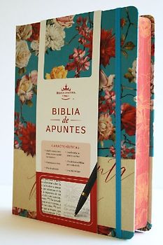 Biblia de Apuntes Rvr 1960 Tapa Dura, Azul Celeste Con Flores (Edición Cantos Pintados) / Spanish Journaling Bible Rvr 1960 Hardcover Light Blue with Flowers