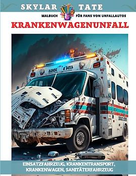 Krankenwagenunfall – Malbuch für Fans von Unfallautos – Einsatzfahrzeug, Krankentransport, Krankenwagen, Sanitäterfahrzeug
