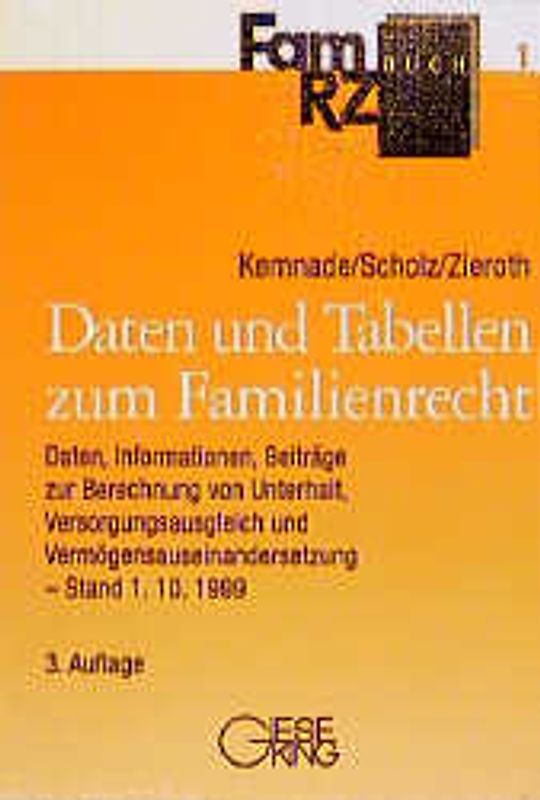 Daten und Tabellen zum Familienrecht