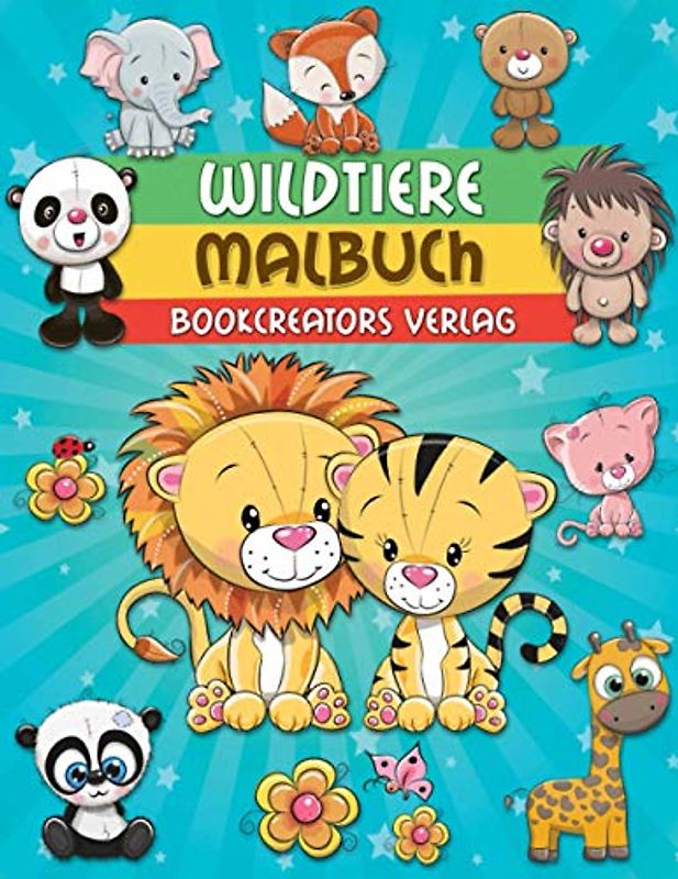 Wildtiere Malbuch: Bezaubernde Tier-Designs & Muster für Kinder (Afrikanische und Waldtiere, Vögel und mehr)