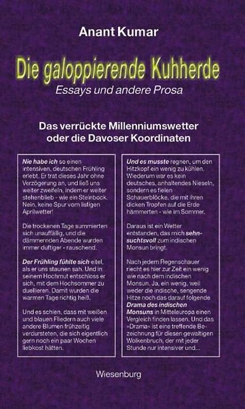 Die galoppierende Kuhherde. Essays und andere Prosa