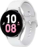 Samsung Galaxy Watch5 44 mm Boîtier en aluminium couleur argent avec bracelet Sport S/M couleur blanc [Wi-Fi + 4G]
