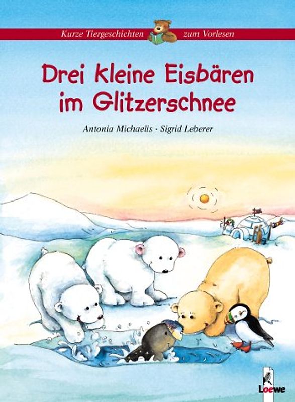 Drei kleine Eisbären im Glitzerschnee