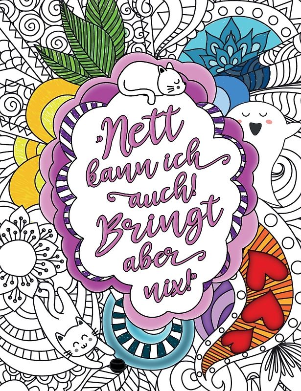 Nett kann ich auch! Bringt aber nix! Malbuch für Erwachsene mit coolen Flüchen, Sprüchen und Schimpfworten auf großartigen Mandalas.