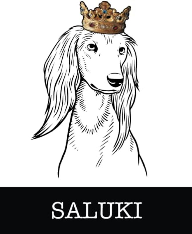 Saluki: Saluki King/Queen Wearing Crown 8.5 x 11 Notebook Journal, 200 lined pages