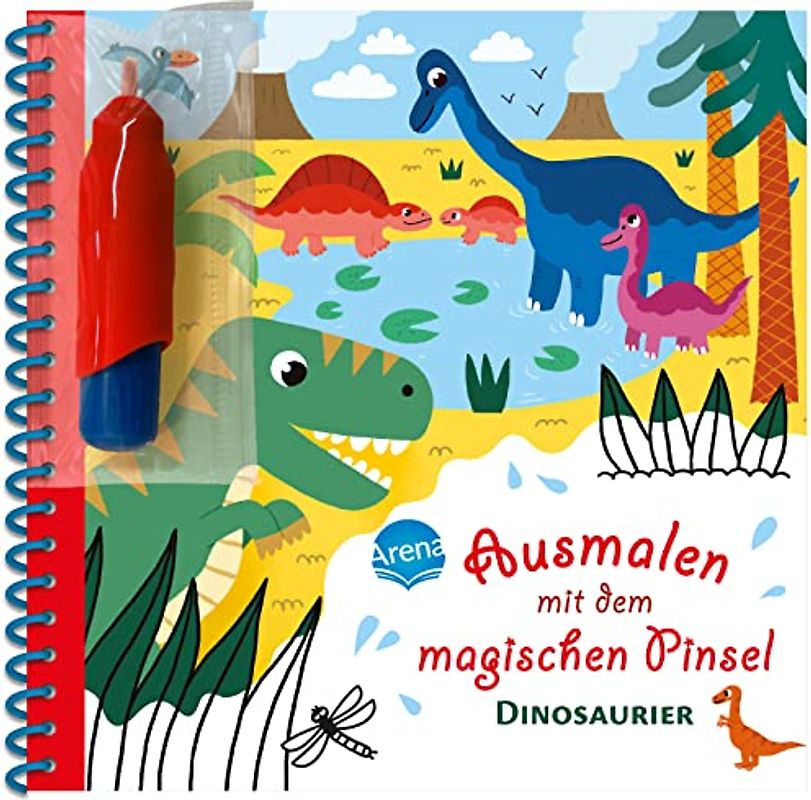 Ausmalen mit dem magischen Pinsel. Dinosaurier