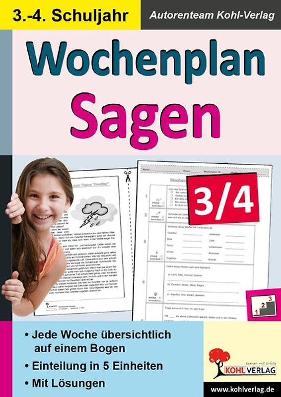 Wochenplan Sagen / Klasse 3-4