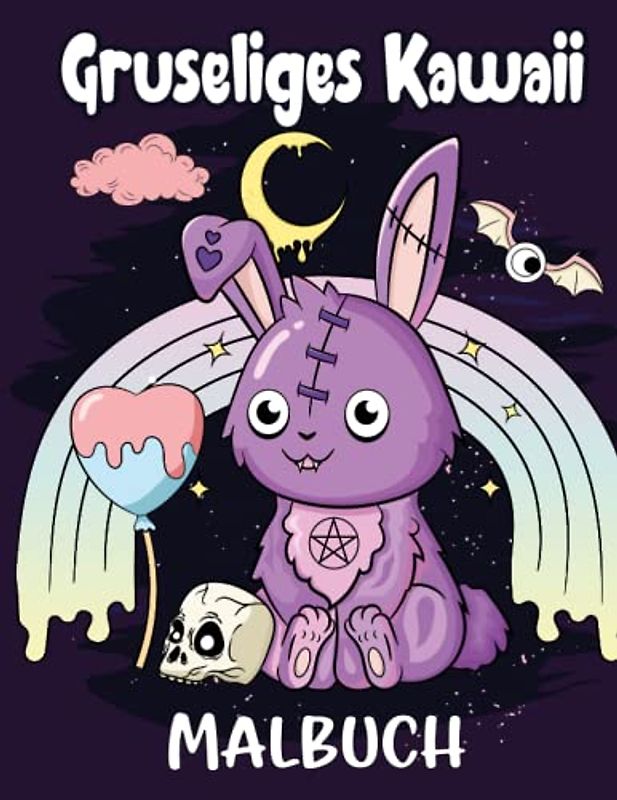 Gruseliges Kawaii Malbuch: Perfekte Malbücher für Kinder und Erwachsene, 30 Malvorlagen, 8,5 x 11 Zoll.