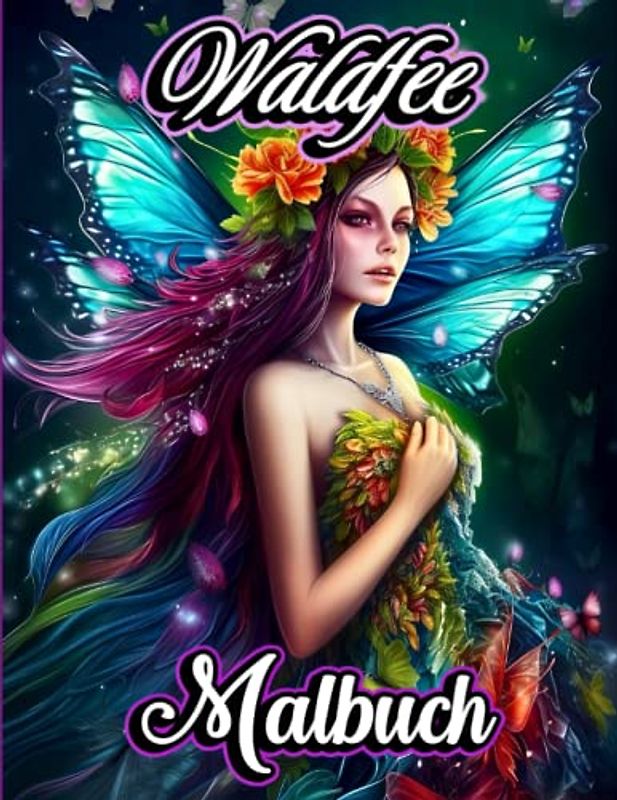 Waldfee Malbuch: Fantastisches Märchenland mit schönen Blumenfeen, Drachen und Waldmädchen. Graustufen-Malvorlagen für Erwachsene mit Fabelwesen für Frauen und Teenager