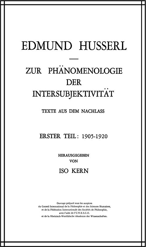 Zur Phänomenologie der Intersubjektivität