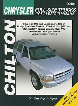 Chilton Chrysler Full-Size Trucks 1997-01 Repair Manual: Covers All U.S. and Canandian Models of : Dodge Ram 1500, 2500 and 3500 Pick-Ups (1997-01), ... 2 and 4 Wheel Driv (Chilton's Repair Manuals) - Pellicciotti, Joe