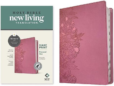 NLT Personal Size Giant Print Bible, Filament Enabled Edition (Red Letter, Leatherlike, Peony Pink, Indexed)