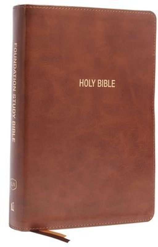 Kjv, Foundation Study Bible, Large Print, Leathersoft, Brown, Red Letter, Thumb Indexed, Comfort Print