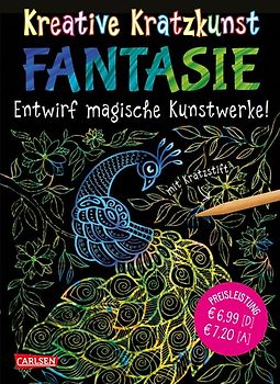Kreative Kratzkunst: Fantasie: Set mit 10 Kratzbildern, Anleitungsbuch und Holzstift