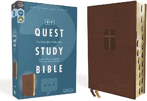 Niv, Quest Study Bible, Leathersoft, Brown, Indexed, Comfort Print