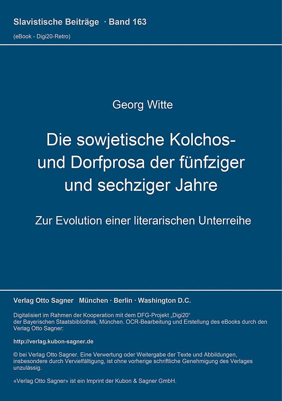 Die sowjetische Kolchos- und Dorfprosa der fünfziger und sechziger Jahre