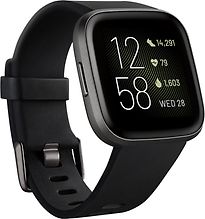 Image of Fitbit Versa 40 mm aluminium koolstof met siliconen armband [wifi] zwart (Refurbished)