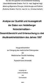Analyse zur Qualität und Aussagekraft der Daten von Heidelberger Notarzteinsätzen