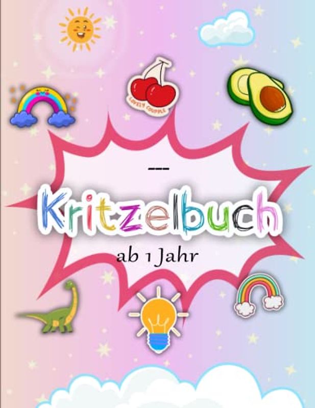 Kritzelbuch ab 1 Jahr - Deluxe: Dickes Malbuch mit 50 schöne einfache Motive zum Kritzeln, Ausmalen | Farbdesigns Für Stundenlangen Spaß