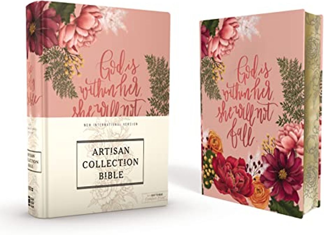 Niv, Artisan Collection Bible, Cloth Over Board, Pink Floral, Designed Edges Under Gilding, Red Letter Edition, Comfort Print