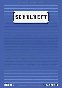 Schulheft A4 Lineatur 4: Liniert 50 Blatt | 4 Klasse Schreibheft Din A4 Lineatur 4 Ohne Rand | 4 Schuljahr Homeschooling und Schulanfang | Blau