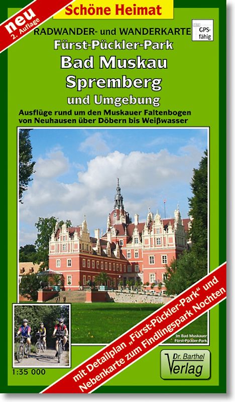 Radwander- und Wanderkarte Fürst-Pückler-Park, Bad Muskau, Łęknica, Weißwasser und Umgebung