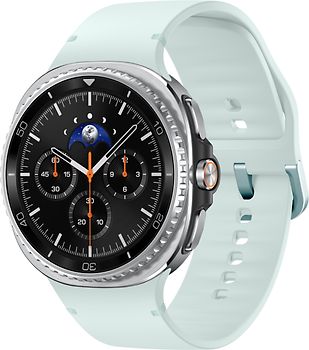 Samsung Galaxy Watch8 Classic 46 mm Boîtier aluminium noir sur Sport en silicone M/L vert d'eau [Wi-Fi]