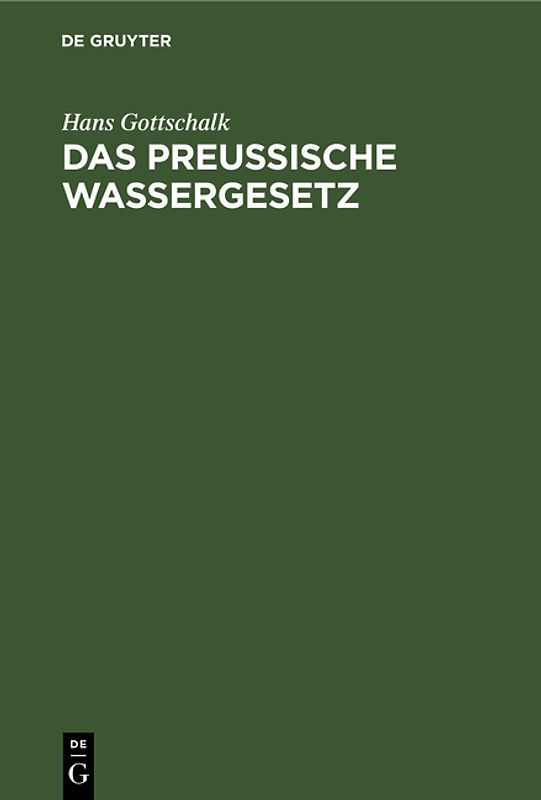 Das preussische Wassergesetz