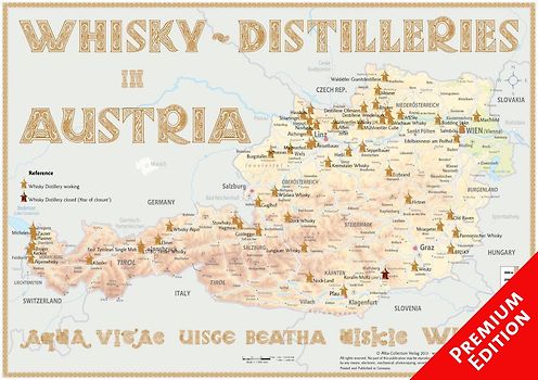Whisky Distilleries Austria - Poster 60x42cm Premium Edition