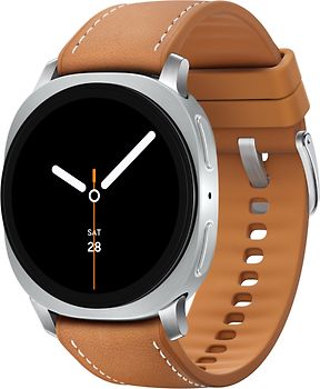 Samsung Galaxy Watch8 40 mm Boîtier aluminium argent sur Hybride premium camel [Wi-Fi]