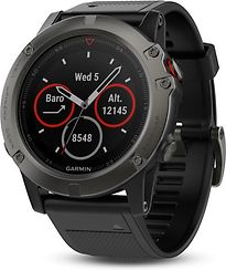 Garmin Fenix 5X 51 mm Saphir Edition grijs met siliconearmbandje zwart [wifi]