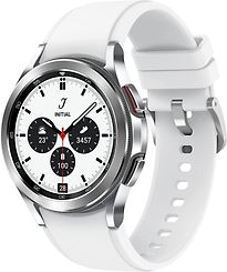 Image of Samsung Galaxy Watch4 Classic 42 mm roestvrij stalen kast zilver op siliconen bandje wit [wifi] (Refurbished)