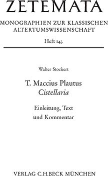 T. Maccius Plautus. Cistellaria