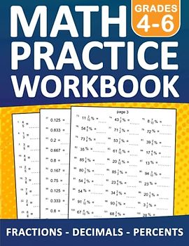 Fractions, Decimals, Percents Math Workbook For Grades 4-6 With Answers: Fractions, Decimals, Percents Math Practice Wookbook For 4th,5th Grade and ... | Math Exercises For Homeschool and Revision