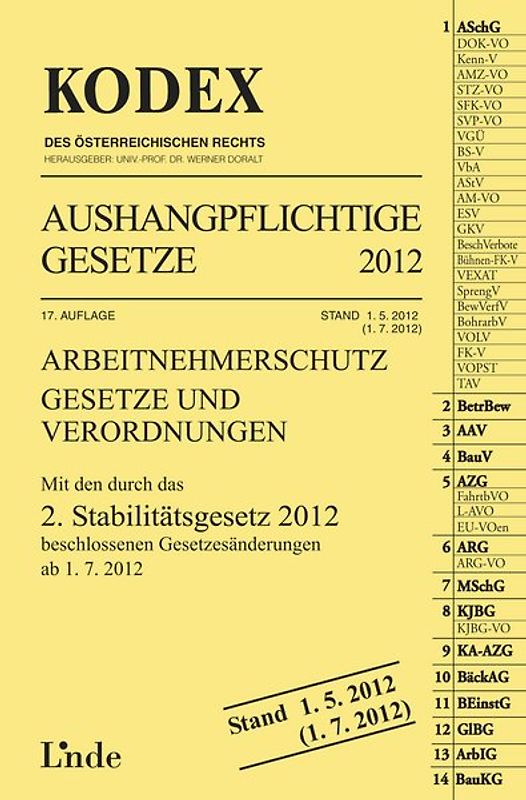 KODEX Aushangpflichtige Gesetze 2012