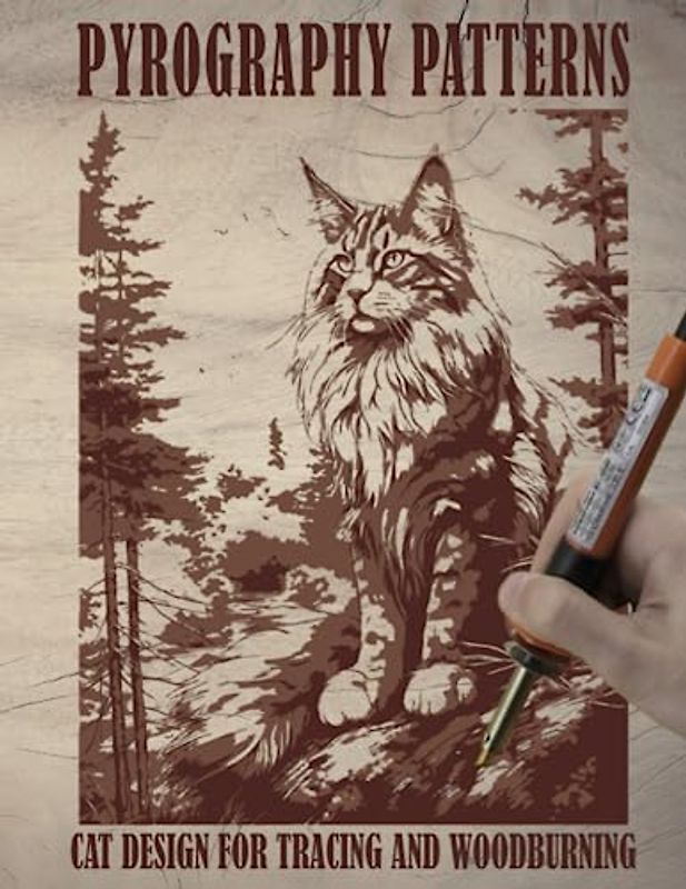 Pyrography Patterns: Cat Design for Tracing and Woodburning