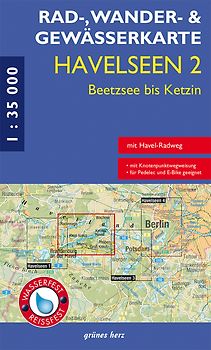 Rad-, Wander- und Gewässerkarte Havelseen 2: Beetzsee bis Ketzin
