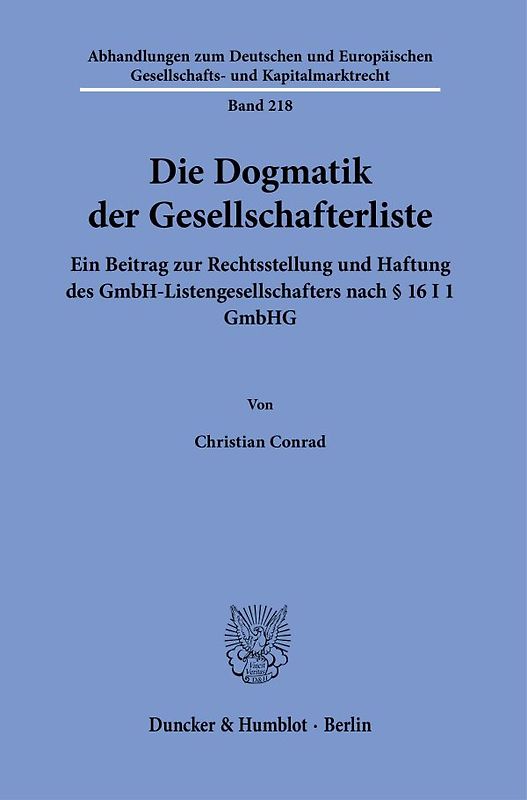 Die Dogmatik der Gesellschafterliste.