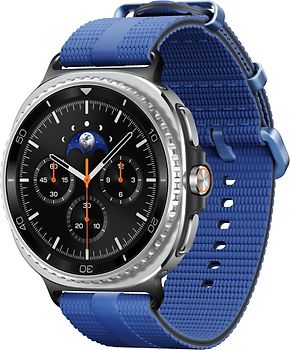 Samsung Galaxy Watch8 Classic 46 mm Boîtier aluminium noir sur Sport Chic M/L bleu nuit [Wi-Fi]