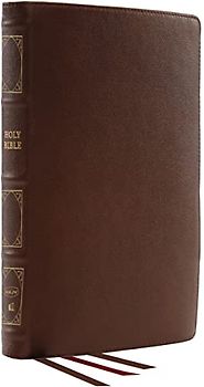 NKJV, Reference Bible, Classic Verse-by-Verse, Center-Column, Genuine Leather, Brown, Red Letter, Comfort Print: Holy Bible, New King James Version