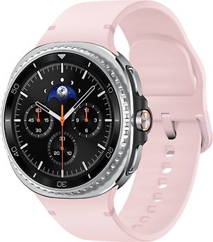 Samsung Galaxy Watch8 Classic 46 mm Boîtier aluminium noir sur Sport en silicone S/M rose [Wi-Fi]