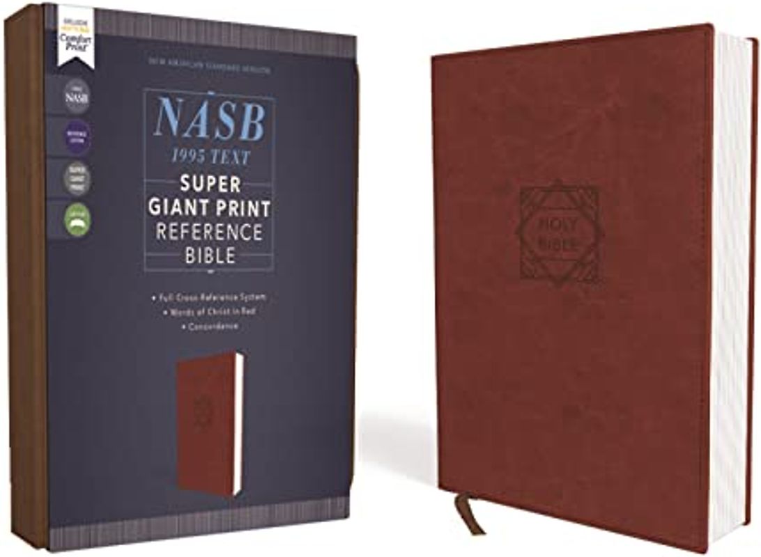 NASB, Super Giant Print Reference Bible (Font Size: 16.5-point), Leathersoft, Brown, Red Letter, 1995 Text, Comfort Print