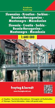Slowenien - Kroatien - Serbien - Bosnien Herzegowina - Montenegro - Mazedonien, Autokarte 1:600.000