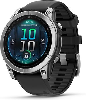 Garmin Fenix E 47 mm plata con correa de silicona negra