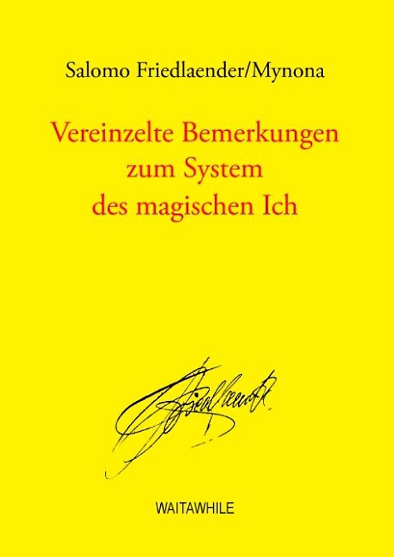 Vereinzelte Bemerkungen zum System des magischen Ich
